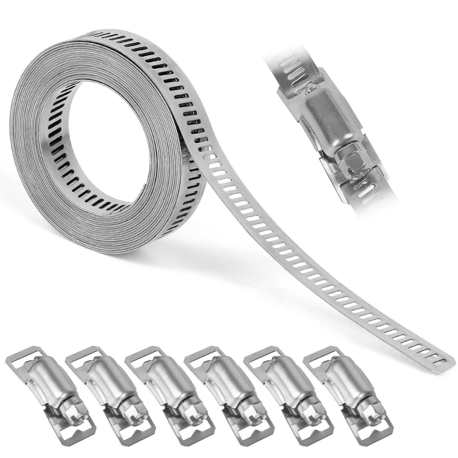 Amazon | FINGOOO ホースバンド 304ステンレス 幅12.7mm×長さ3M・留め